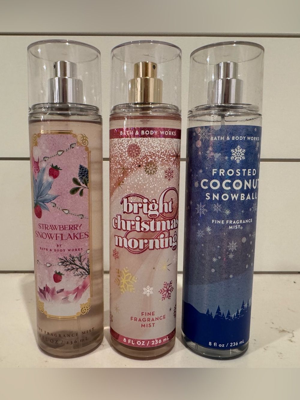 Bath & Body Works Fine Body Mist Holiday Trio Strawberry, Christmas, Coconut